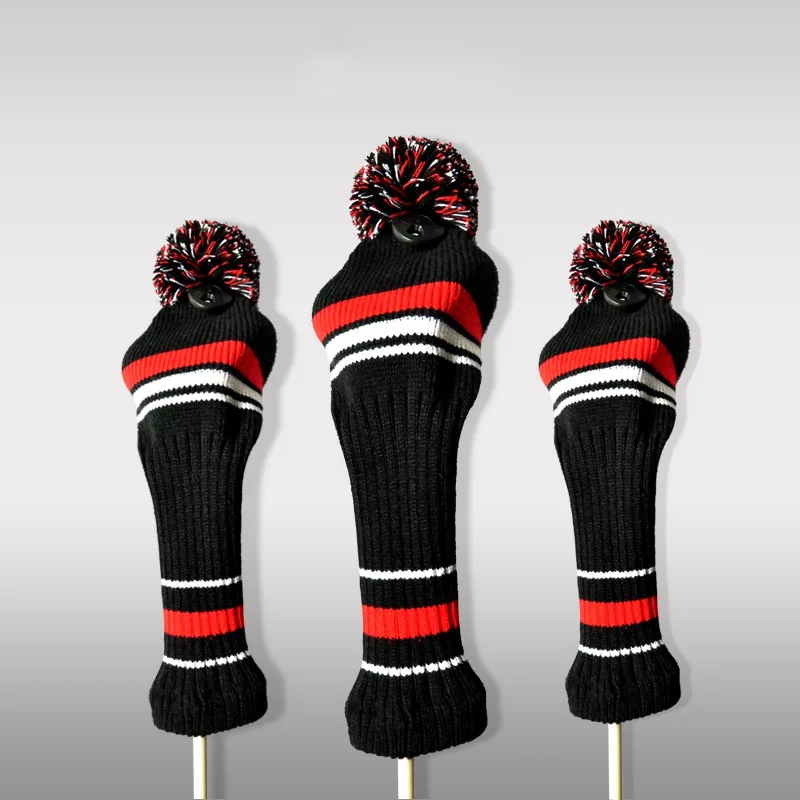 3pcs/Set Wool Knit Golf Clubs Set Fairway Wood Head Covers Covers Golf