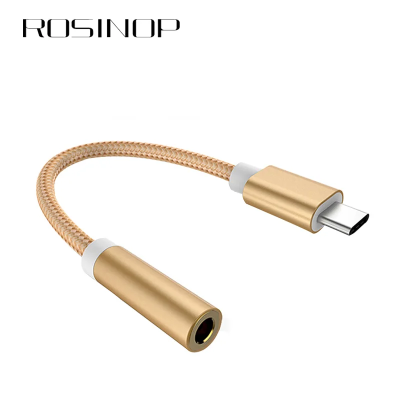 

Rosinop Digital cabel USB Type C To 3.5mm AUX Cable Adapter For Samsung Original Earphone Audio Cable Splitter For xiaomi huawei