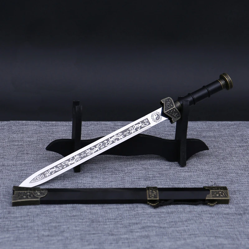 Stainless steel sword self-defense Qinglong sword Exquisite handicraft home decor not edged - Цвет: Темно-синий