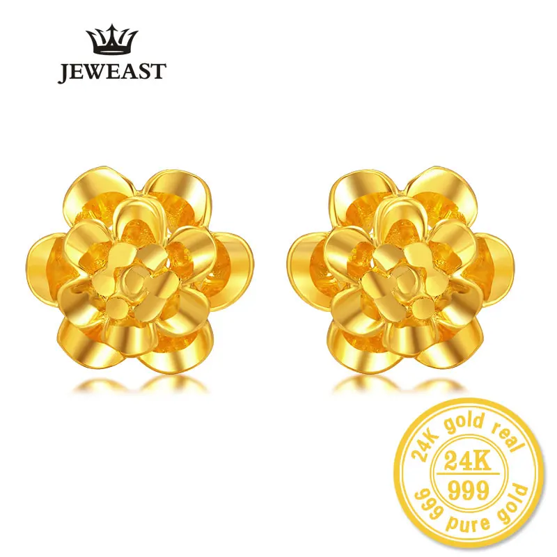 ZZZ 24kPure Gold Flower Shape Stud Earrings Exquisite Hollow Style Beautiful Highlight The Literary Style 999Solid Gold A Pair цена ZZZ 24kPure Gold Flower Shape Stud Earrings Exquisite Hollow Style Beautiful Highlight The Literary Style 999Solid Gold A Pair цены онлайн