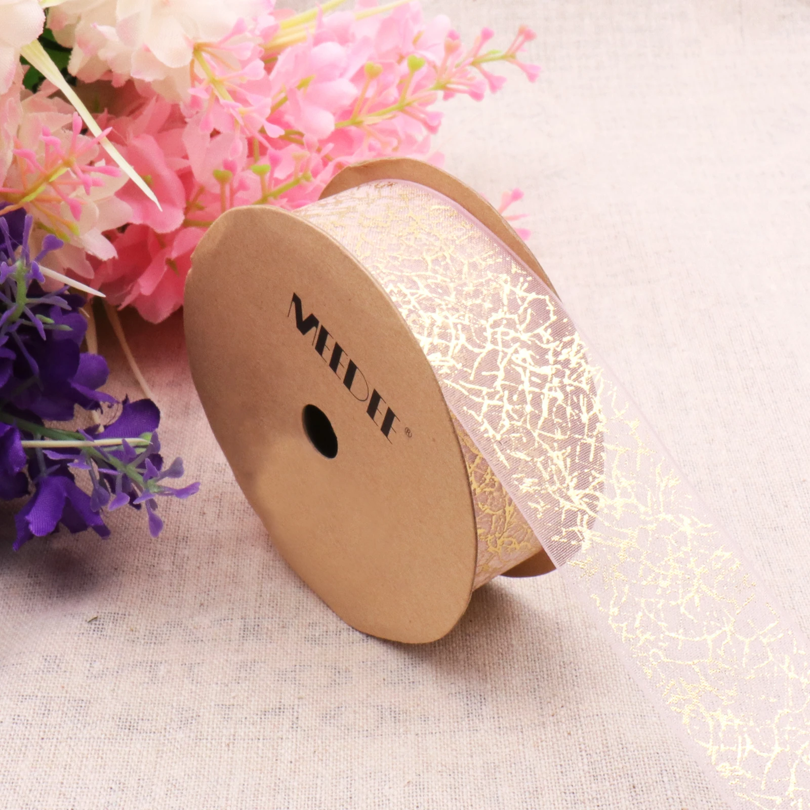 

5 Yard 2.5cm Bling Printed Organza Ribbon Christmas Glitter Ribbon for Handmade DIY Gift Wrapping Decoration 6Color