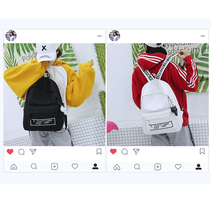 2019 nueva Mochila de lona de moda las mujeres Mochila muñeca de colgante de las mujeres bolsa de hombro Harajuku Mochila mujeres Mochila