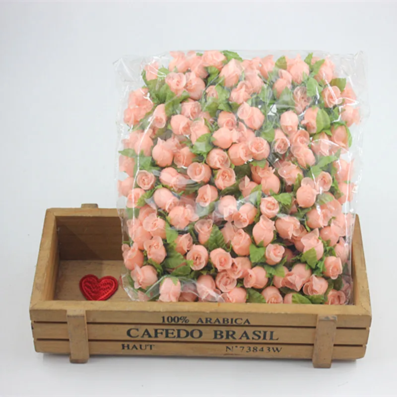 12 гроздей 1,2 см винтажный Свадебный букет из граната розы, имитация Шелкового букета - Цвет: Light orange