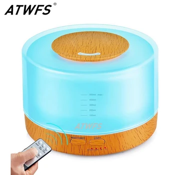 

ATWFS 500ml Remote Control Aromatherapy Air Humidifier Ultrasonic Mist Maker Aroma Lamp Essential Oil Diffuser 7 Color LED Light