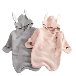 B83H11 осень-зима новый детский комбинезон с заячьими ушками вязаный детский спальный мешок стерео детская одежда для новорожденных Детская