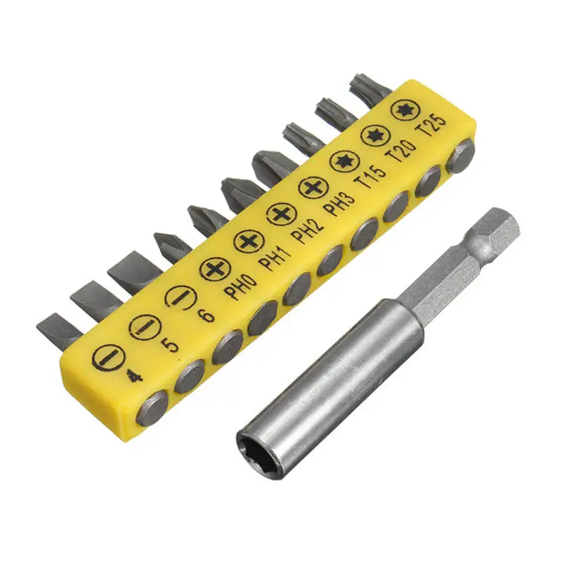 Drillpro 10pcs Insert Bits Multi Screwdriver Head Set 1/4'' Hex Shank