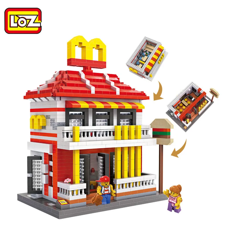 LOZ Diamant Blocs Architecture Mini Street View ресторанные блоки de Construction Magasin Boutique Modele DIY Nano Mirco Brique |