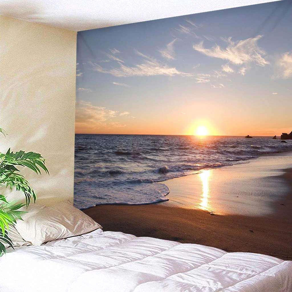 MagiDeal Landscape Printed Hanging Wall Tapestry Hippie Retro Home Decor Yoga Beach Towel  Home Textile 