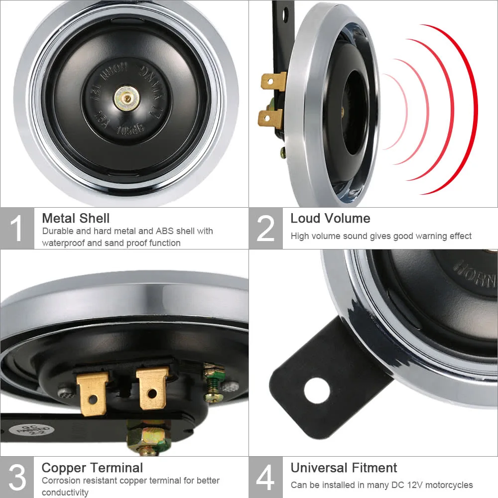 DC 12V 1.5A 105dB Универсальный водонепроницаемый мотоцикл громкий Электрический Гудок Рог