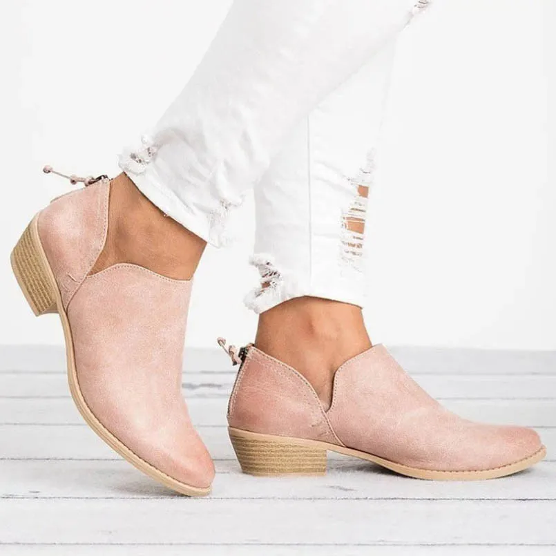 

AINER CAT 2018 Spring Autumn Women Butterfly-knot Chelsea Boots Slip-On Med High Heels Pointed Toe Shoes Woman