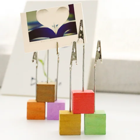 

2Pcs/Lot Hot Sale Creative Square Wooden Message Clip Card Photo Folder Multi-Function Clips School Office Supplies 030