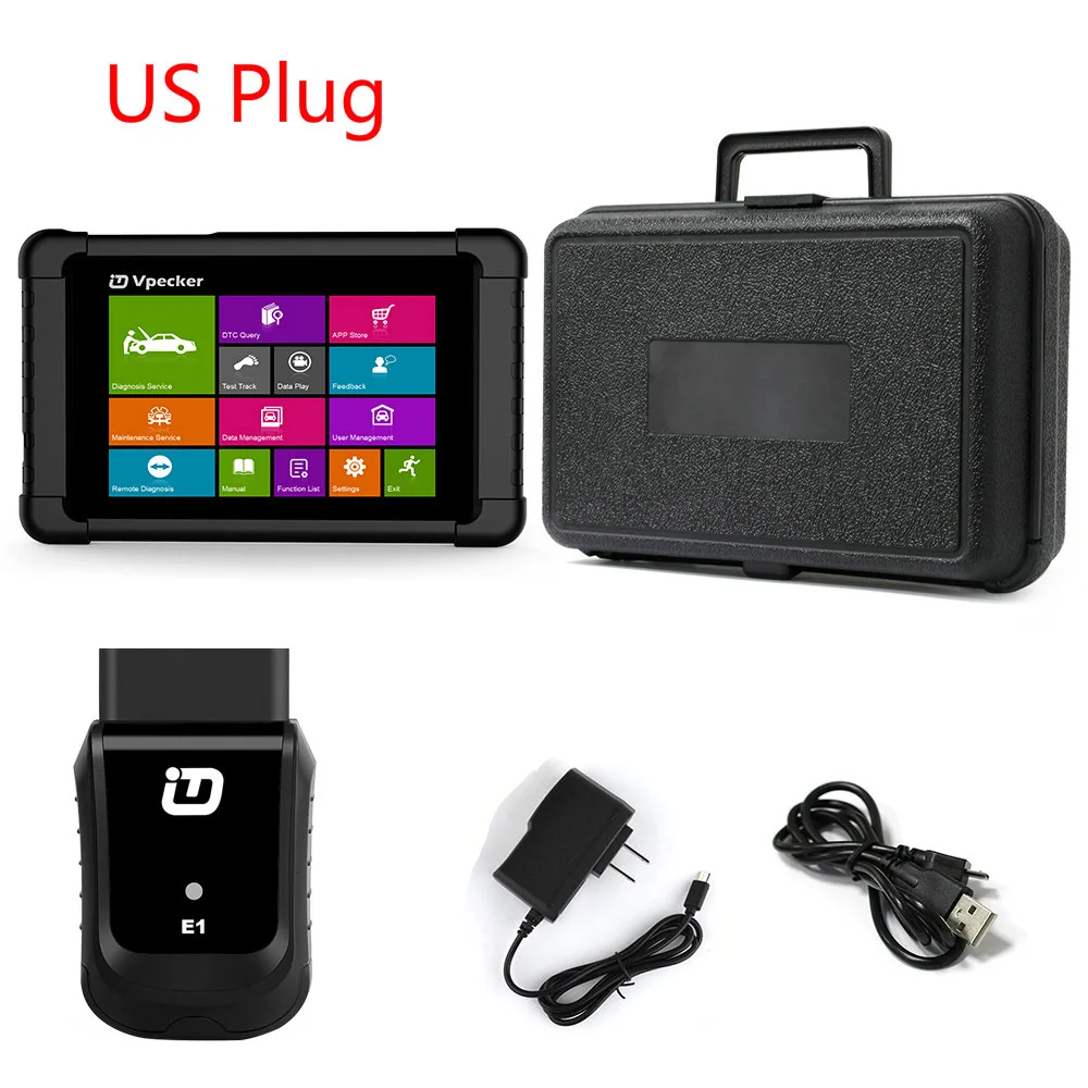 Vpecker E1 OBD2 Автомобильный сканер с планшетом через wifi полная система автоматический диагностический сканер двигателя ABS SRS Автомобильный сканер - Цвет: With Tablet US Plug