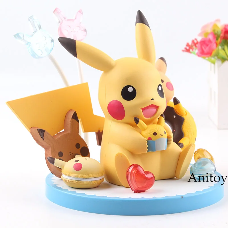 

Banpresto Pikachu Figurine Tea Party with Cupcake Doughnut Sugar Kawaii PVC Action Figure Collection Model Toys for Children