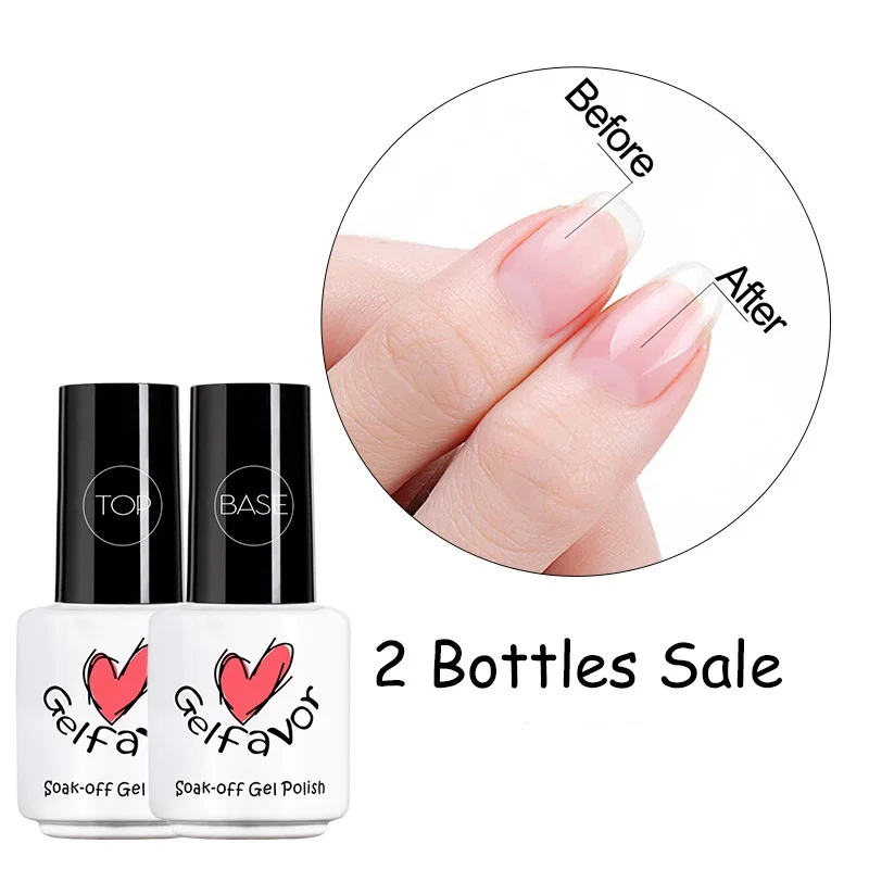 Gelfavor Топ базовый слой грунтовки 2 шт Nail Art УФ гель Лаки лак для ногтей набор прозрачные ногти защиты длительный для маникюра - изображение