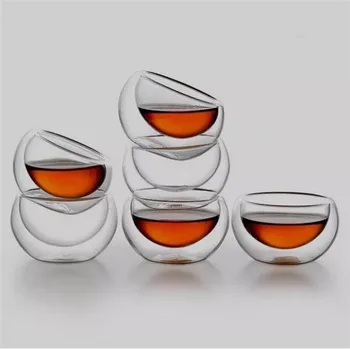 

6Pc/set 50ml Heat Resistant Double Wall Layer Glass Tea Cup Elegant Transparent Glass Drinking Cup Mug Kung Fu Tea Cup