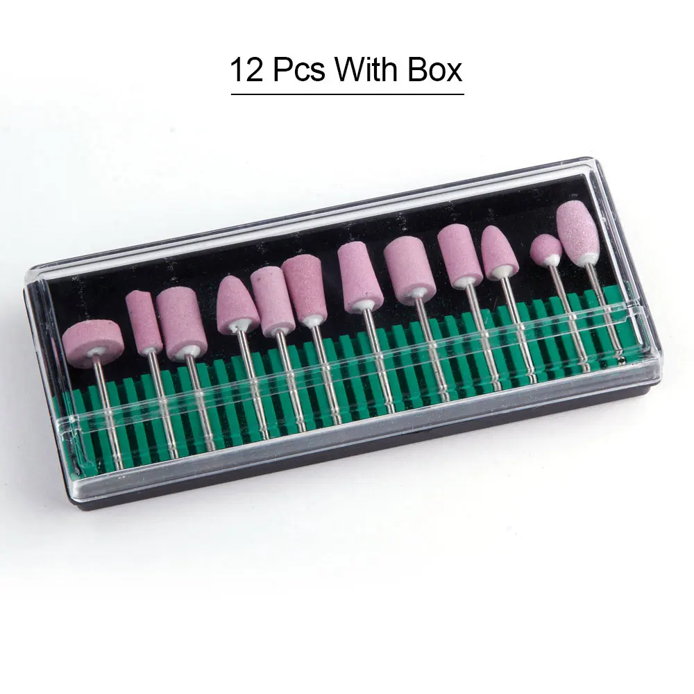 12 шт. керамические сверла для ногтей, сменное устройство для маникюра, электрическая дрель для педикюра, аксессуары для фрезы - Цвет: With Box