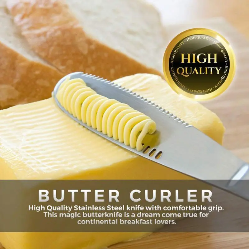 Multi function Butter Knife Butter Curler Cream Scraper Bread Splitter Stainless Steel With