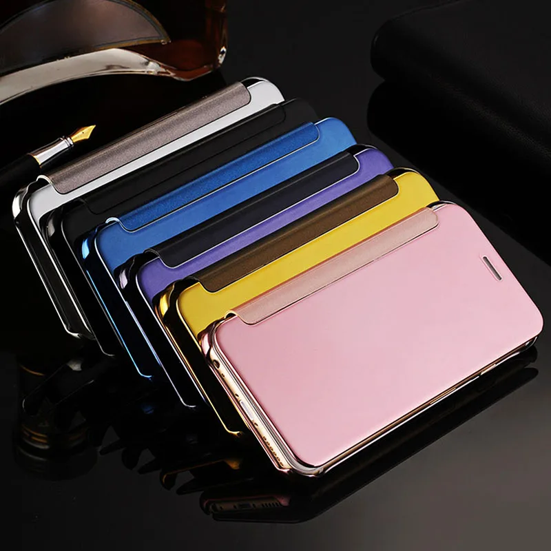 

Luxury Smart Flip View Electroplating Mirror Hard Clear C5 C7 Case Back Cover For Samsung Galaxy C5 C5000 C7 C7000 Coque Fundas