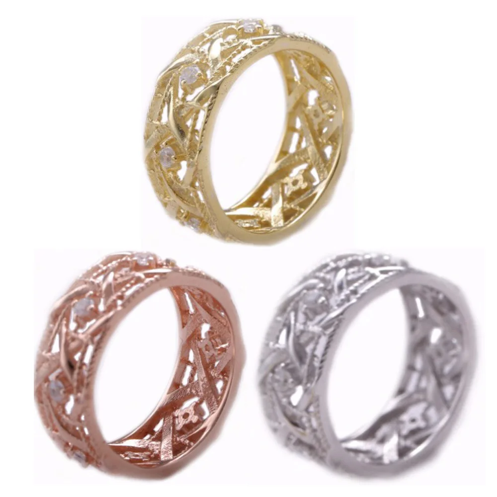 Moonmory 3 цвета Европейская мода кольца из стерлингового серебра 925 с прозрачным Цирконом подходит для женщин романтические свадебные украшения