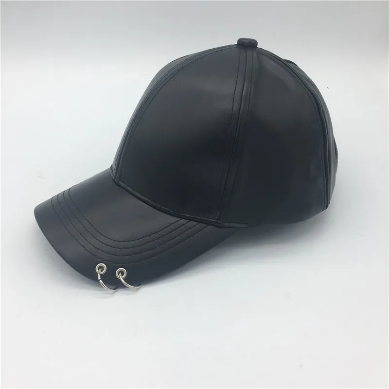 

K POP Iron Ring Leather Hats adjustable Baseball cap 100% handmade rings by the seller