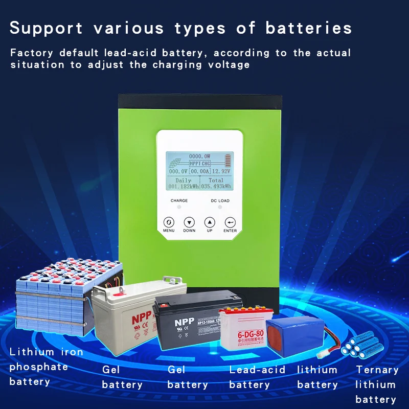 Tanie Mppt regulator ładowania słonecznego 20a 30a 40a 50a 60a regulator panelu słonecznego 12V 24V 48V96 wyświetlacz LCD auto litowo jonowy przewód akumulatora kwas komórek