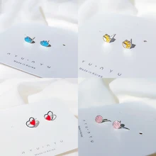 Очень милые красочные милые маленькие серьги в форме конфет для девочек 925 пробы серебряные серьги-гвоздики ювелирные изделия хороший подарок для женщин