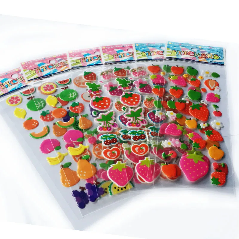 

5pcs/lot 3D Puffy Bubble Stickers Cartoon fruit Stickers for Kids strawberry Cute DIY Craft sticker YYY WYQ