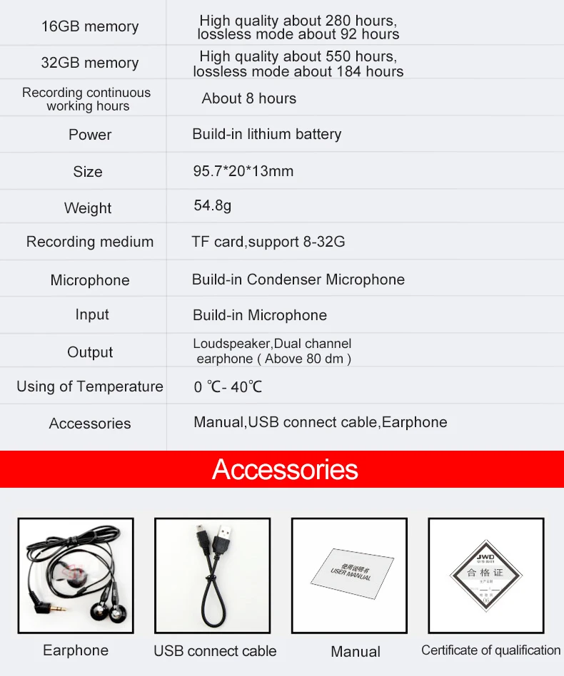 JWD Мини карманный диктофон USB профессиональный 8 часов диктофон цифровой с WAV MP3 плеер DVR 618