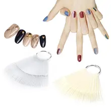 40pcs False Nail Tips Nature Clear Black Fan Finger Full Card Nail Art Display Practice Acrylic UV Gel Polish Tool Manicure