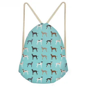 

ThiKin Funny Dog Greyhound Pattern Green Drawstring Bags for Teen Girls Casual Large Storage Beach Bags Softback Backpacks