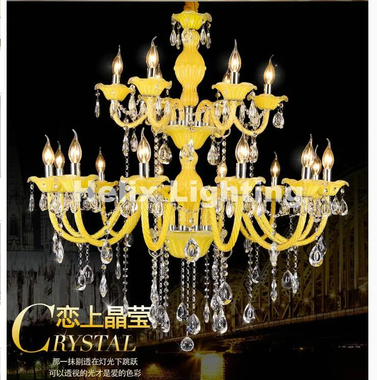 Mixed Color Yellow Crystal Chandelier Lustre Crystal Chandelier D950mm