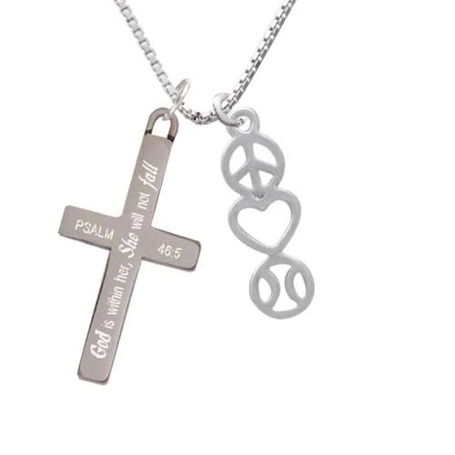 Peace - Heart - Softball - She will not Fall - Cross Necklace (1)