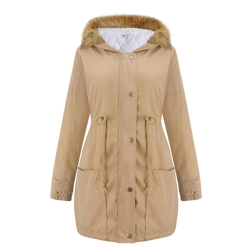 New WINTER WARM WOMEN COAT LONG SLEEVE Fur Collar Slim