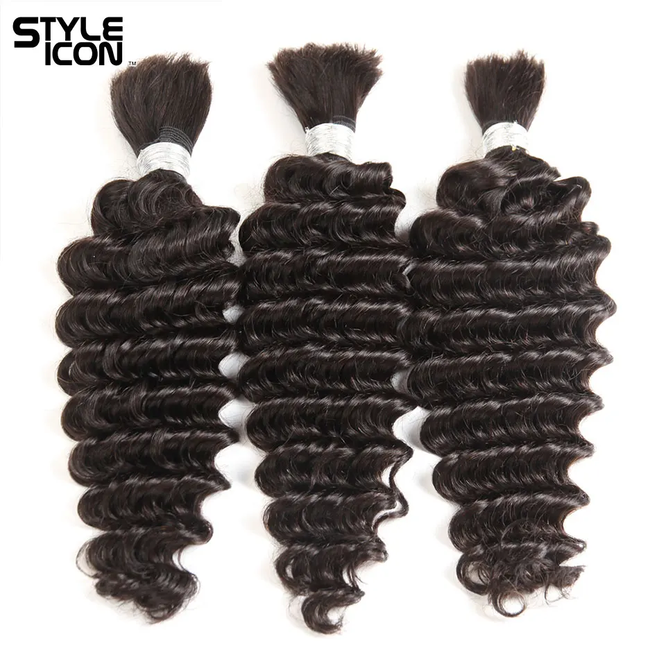 Styleicon Deep Wave Bulk Hair Bundles 4 Bundles Deals Remy Peruvian