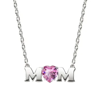 

Fashion Jewelry Charm Mother's Day Gift Necklace Pink Heart Shape Zircon Letter Crystal from Swarovskis Pendant
