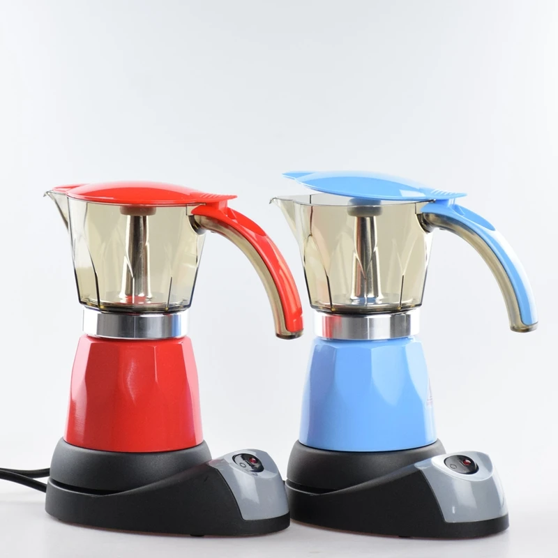 Эспрессо кофейные горшки электрическая гейзерная кофеварка эспрессо перколяторы 220 В 50 Гц евро вилка синий и красный