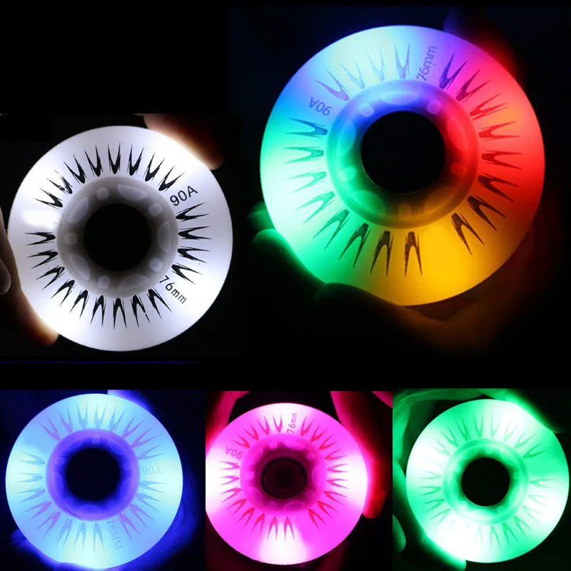 1Pcs 76mm Led Bright Flash Skate Wheels PU Inline Roller Skates Rodas For Wave Board Caster Board Street Surf