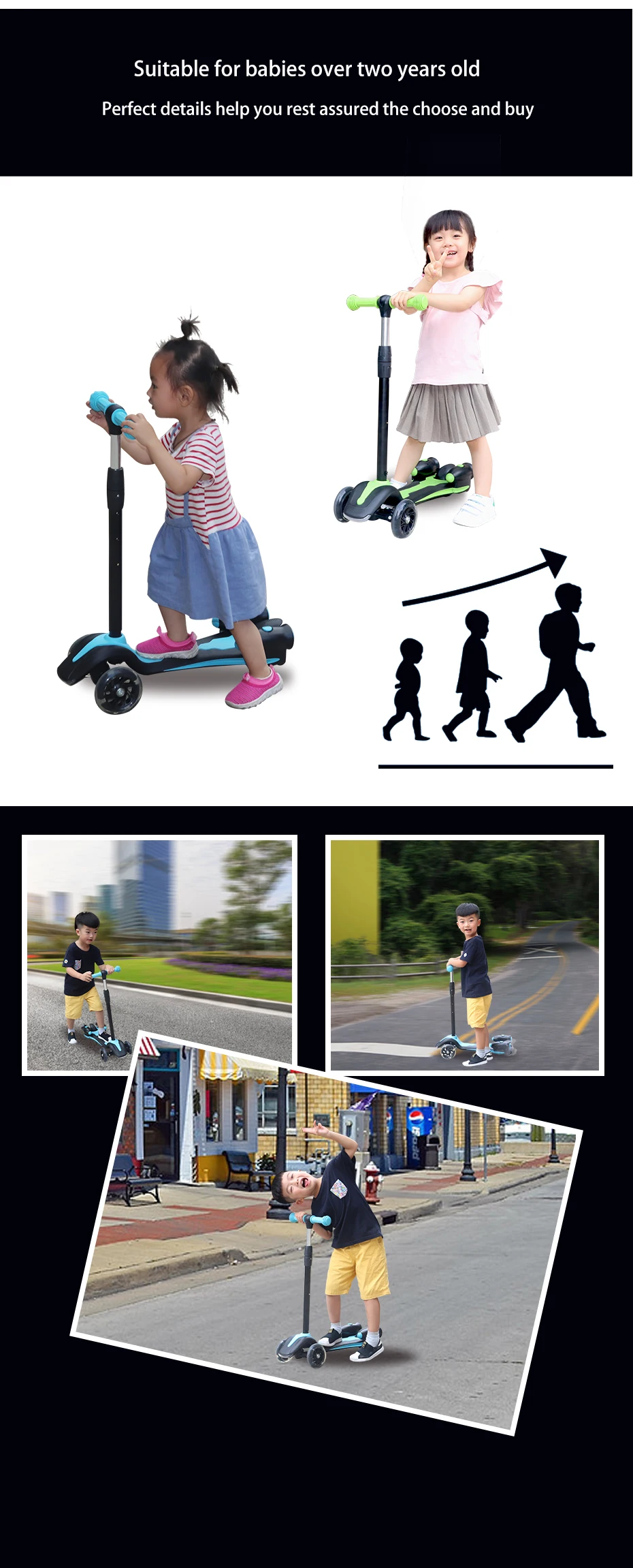 Cheap Child Electric Scooter Child Skateboard Three Wheels Kick Skateboard Electric Handle Stand Water Spray Flash Light Sports Toy 8