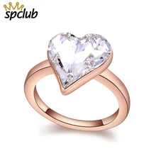 Свадебные украшения, кольца на палец с кристаллами в виде сердца для женщин, новые кольца с кристаллами Swarovski для влюбленных, женские вечерние кольца золотого цвета