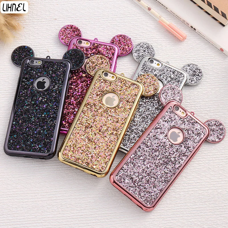 Mickey Minnie Mouse Ear Pattern Bling Sparkle Glitter Case