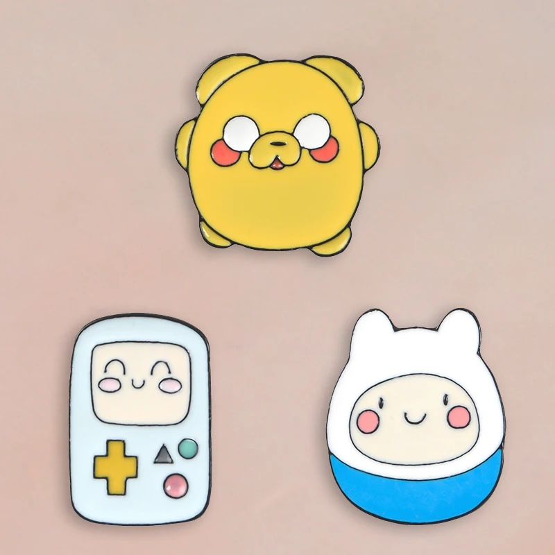 

3pcs/set Adventure Time Soft Enamel Brooches Cartoon Finn Jake BMO Pins clothes Badge Cute Anime Jewelry Gift for Girls friends