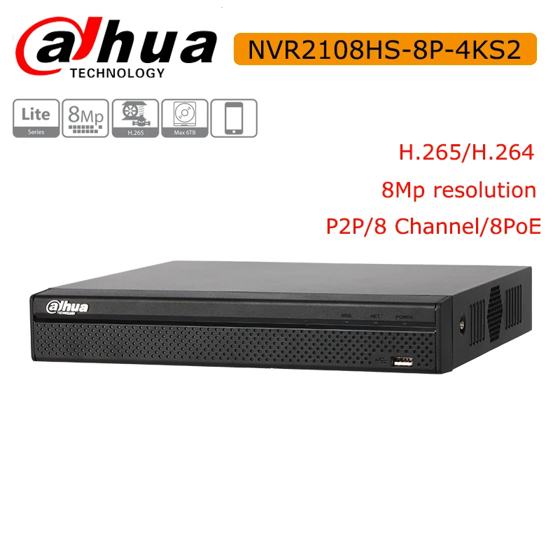 Оригинальная сеть Dahua видео рекордер NVR2104HS-P-4KS2 NVR2108HS-8P-4KS2 4CH 8CH POE NVR 4K поддержка HDD