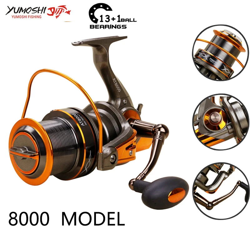 

Yumoshi 8000-9000 metal 13+1BB Spinning Fishing Reels One Way Clutch Fishing Reel Feeder (8000)