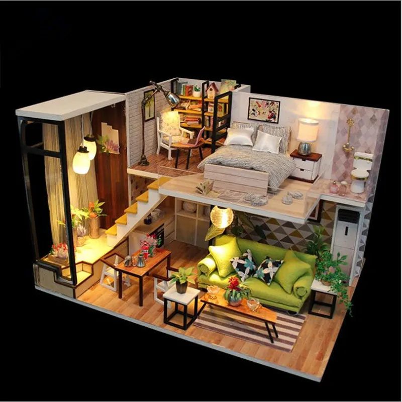 

Cute Families House Miniature dollhouse with all Doll house Furniture Toys for Children Juguetes Brinquedos Valentine Gifts