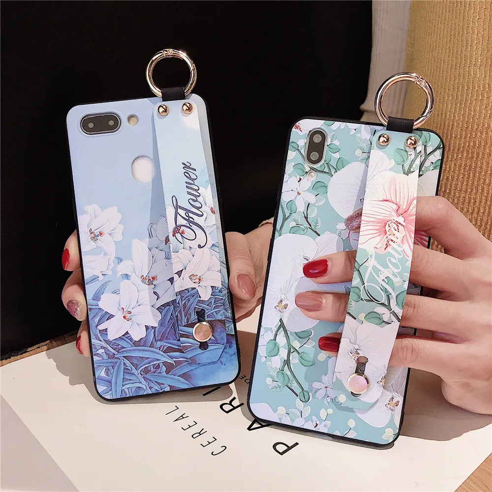 

Wrist Strap for Samsung S10e S9 S8 plus Phone Case Lily Orchid Tassel Flower Phone Cases for Samsung Note 8 9 A20 30 Soft Covers