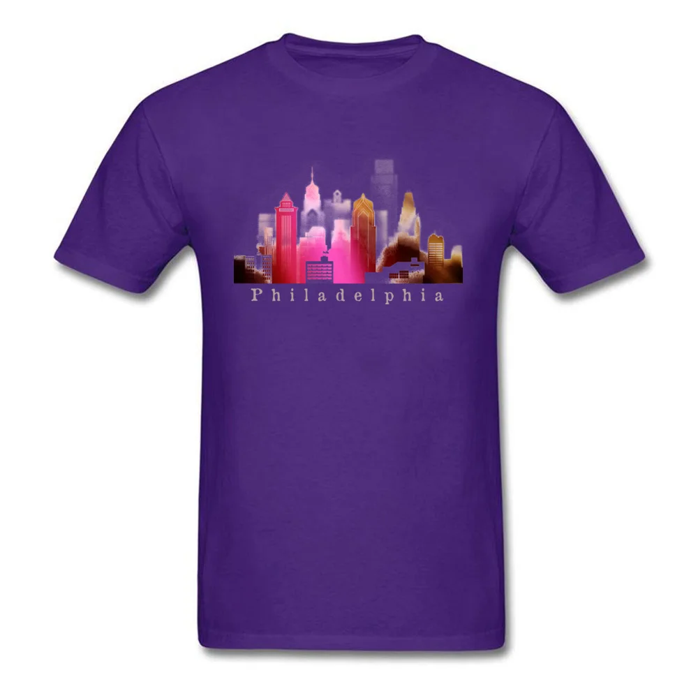 Philadelphia tee O-Neck T Shirts Summer/Autumn Tees Short Sleeve Fashion Pure Cotton Casual Tee-Shirts Europe Men Philadelphia tee purple