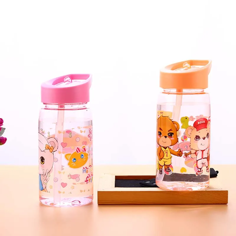 

520ml Eco-friendly Kid Kids Drinking Cup Cartoon Water Bottles BPA Free Plastic Straw Bottle Children Sippy Cup Children Kettle