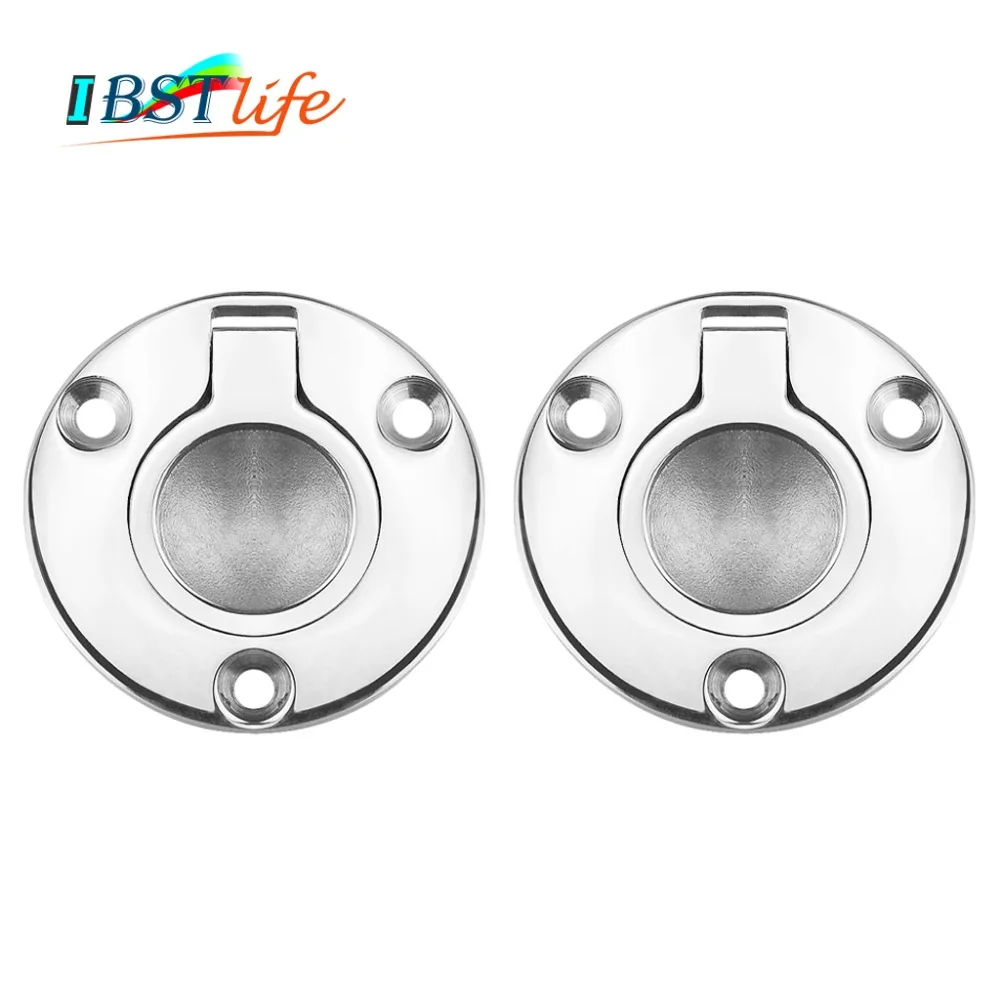 

2PCS Boat Marine Grade SS 316 Round Flush Mount Lift Lifting Ring Deck Hatch Pull Handle Locker Cabinet Sleek smooth