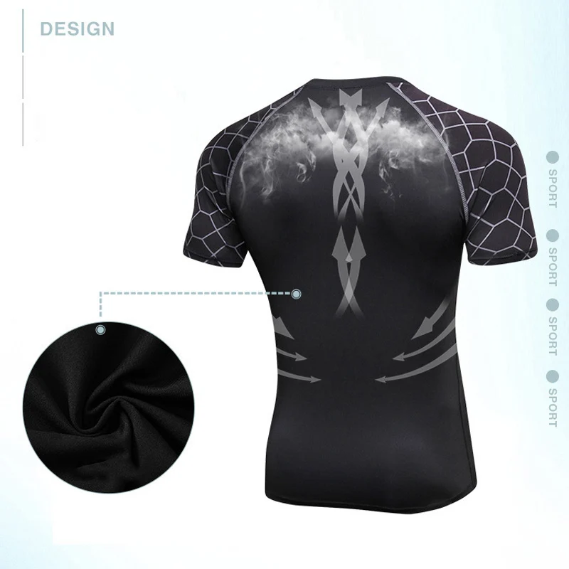 

Men Summer Quick-dry Tight Breathable Printed Sports Shirt with Round Neck Short Sleeve JT-Drop Ship
