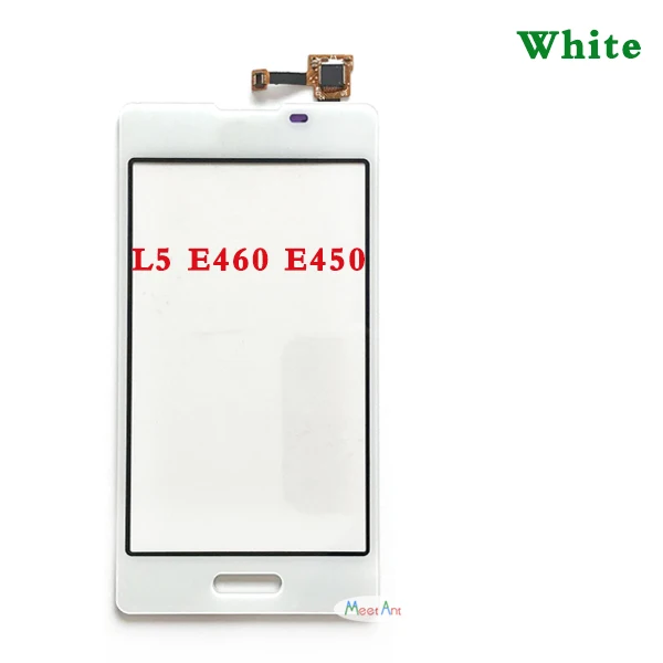Замена 3," для LG Optimus L5 II E460 E450 и L5X DUAL E455 сенсорный экран дигитайзер сенсор внешняя стеклянная панель объектива - Цвет: E450 White